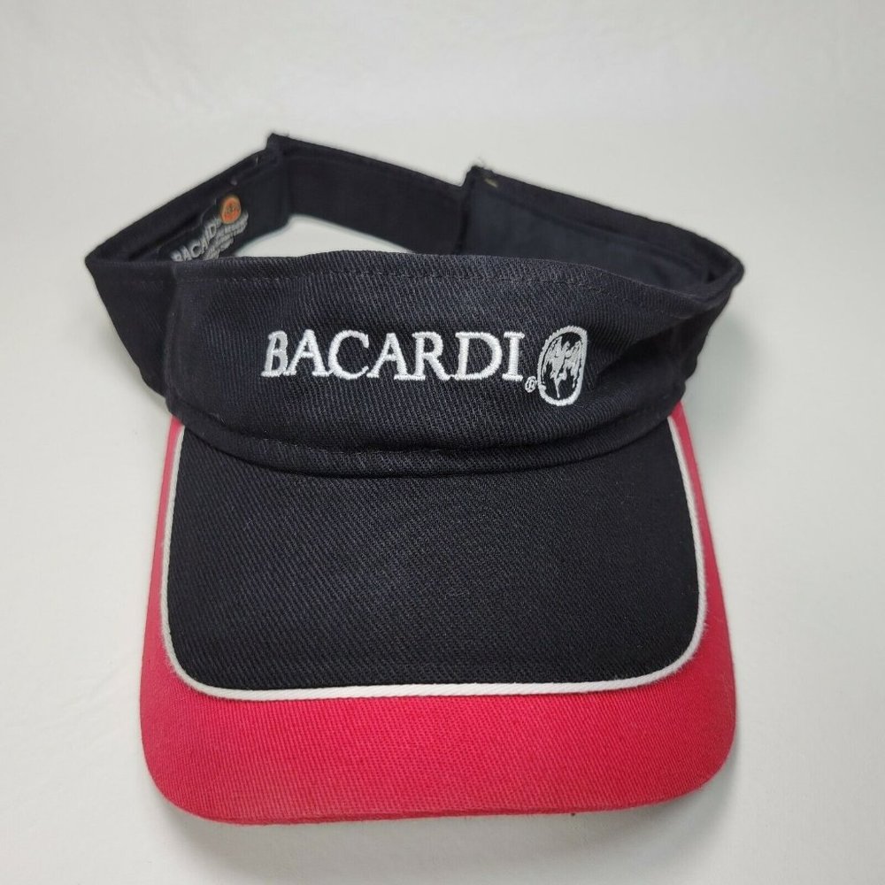 Bacardi Visor Hat Black Red Embroidered Logo Adjustable Official